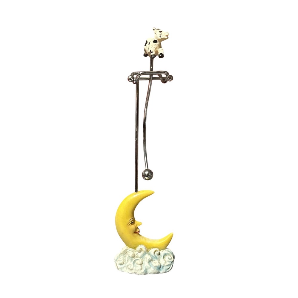Vintage Kinetic Motion Balancing Toy Cow Jumped Over The Moon Celestial Desk Art